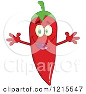 Clipart Of A Happy Red Hot Chili Pepper Character Royalty Free Vector Illustration by Hit Toon