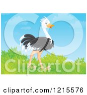 Clipart Of A Cute Happy Ostrich In Nature Royalty Free Illustration by Alex Bannykh