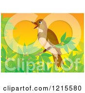 Clipart Of A Cute Happy Nightingale In Nature Royalty Free Illustration