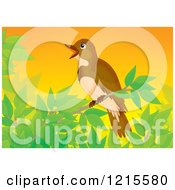 Poster, Art Print Of Cute Happy Nightingale In Nature