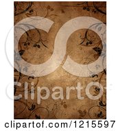 Poster, Art Print Of Brown Grunge Paper Background Bordered With Vines And Flourishes