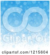 Clipart Of A Blue Background Of Stars Flares And Snowflakes Royalty Free Vector Illustration by KJ Pargeter
