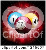 Clipart Of 3d Bingo Balls Over A Red Starry Burst Royalty Free Vector Illustration