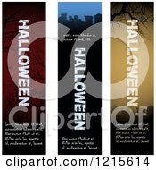Clipart Of Vertical Bat Tombstone And Cemetery Halloween Website Banners With Sample Text Royalty Free Vector Illustration