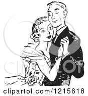 Retro Vector Clipart Of A Vintage Teenage Couple Dancing At High School Prom In Black And White Royalty Free Illustration by Picsburg