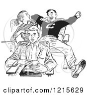Poster, Art Print Of Retro Teenage High School Boy Yawning Rudely In Class In Black And White