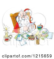 Poster, Art Print Of Santa Smiling While Reading Letters