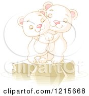 Poster, Art Print Of Cute Polar Bear Cubs Hugging On Floating Ice