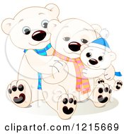 Poster, Art Print Of Cute Hugging Polar Bear Family Wearing Scarves