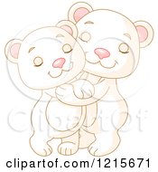 Poster, Art Print Of Cute Polar Bear Cubs Hugging