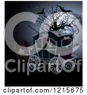 Poster, Art Print Of Grim Reaper Riding In A Horse Drawn Carriage By A Bare Tree With Bats And A Full Moon