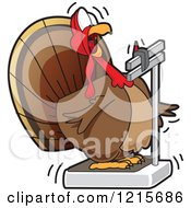 Poster, Art Print Of Fat Turkey Bird Looking Shocked At Its Weight On A Scale