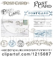 Clipart Of Vintage Post Card Text And Elements Royalty Free Vector Illustration