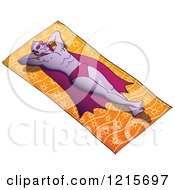 Clipart Of A Relaxed Halloween Vampire Dracula Sun Bathing On A Beach Towel Royalty Free Vector Illustration by Zooco