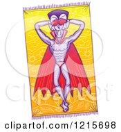 Clipart Of A Halloween Vampire Dracula Sun Bathing On A Beach Towel Royalty Free Vector Illustration by Zooco