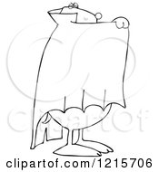 Poster, Art Print Of Outlined Halloween Dog Hiding Behind A Cape In A Vampire Dracula Costume