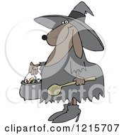 Poster, Art Print Of Halloween Dog Trick Or Treating In A Witch Costume