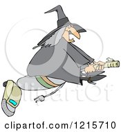 Chubby Halloween Witch Flying On A Vacuum