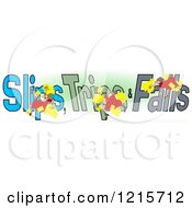 Poster, Art Print Of Slipping Tripping And Falling Woman Over Slips Trips And Falls Text Over Green And White
