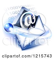Clipart Of An Email Icon With An Envelope Orb And Binary Code Royalty Free Vector Illustration by Oligo