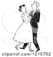 Cartoon Of A Formal Polite Couple Dancing In Black And White Royalty Free Vector Clipart by Picsburg