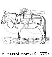 Retro Clipart Of A Vintage Gun Mule With Weapons In Black And White Royalty Free Vector Illustration by Picsburg