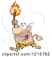 Caveman Running With A Torch