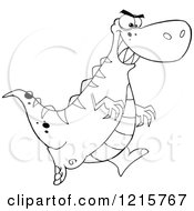 Clipart Of An Outlined Running Dinosaur Royalty Free Vector Illustration