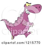 Clipart Of A Running Purple Dinosaur Royalty Free Vector Illustration