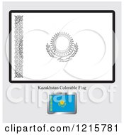 Poster, Art Print Of Coloring Page And Sample For A Kazakhstan Flag