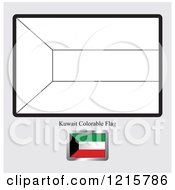 Clipart Of A Coloring Page And Sample For A Kuwait Flag Royalty Free Vector Illustration