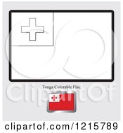 Clipart Of A Coloring Page And Sample For A Tonga Flag Royalty Free Vector Illustration