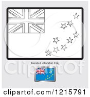 Clipart Of A Coloring Page And Sample For A Tuvalu Flag Royalty Free Vector Illustration
