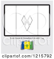 Poster, Art Print Of Coloring Page And Sample For A Saint Vincent And Grenadines Flag