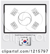 Clipart Of A Coloring Page And Sample For A South Korea Flag Royalty Free Vector Illustration