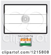 Clipart Of A Coloring Page And Sample For An India Flag Royalty Free Vector Illustration