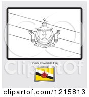 Clipart Of A Coloring Page And Sample For A Brunei Flag Royalty Free Vector Illustration