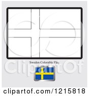 Poster, Art Print Of Coloring Page And Sample For A Sweden Flag