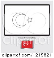 Clipart Of A Coloring Page And Sample For A Turkey Flag Royalty Free Vector Illustration