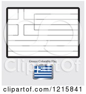 Poster, Art Print Of Coloring Page And Sample For A Greece Flag