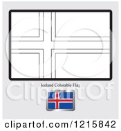 Poster, Art Print Of Coloring Page And Sample For An Iceland Flag