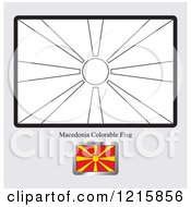 Poster, Art Print Of Coloring Page And Sample For A Macedonia Flag