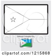 Clipart Of A Coloring Page And Sample For A Djibouti Flag Royalty Free Vector Illustration