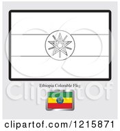 Poster, Art Print Of Coloring Page And Sample For A Ethiopia Flag