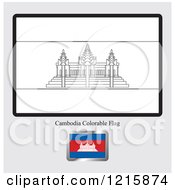 Clipart Of A Coloring Page And Sample For A Cambodia Flag Royalty Free Vector Illustration