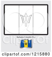 Clipart Of A Coloring Page And Sample For A Barbados Flag Royalty Free Vector Illustration