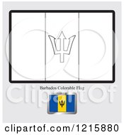 Poster, Art Print Of Coloring Page And Sample For A Barbados Flag