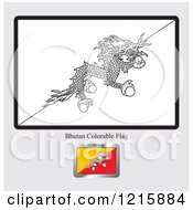 Clipart Of A Coloring Page And Sample For A Bhutan Flag Royalty Free Vector Illustration