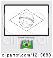 Poster, Art Print Of Coloring Page And Sample For A Brazil Flag