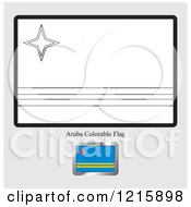 Clipart Of A Coloring Page And Sample For An Aruba Flag Royalty Free Vector Illustration